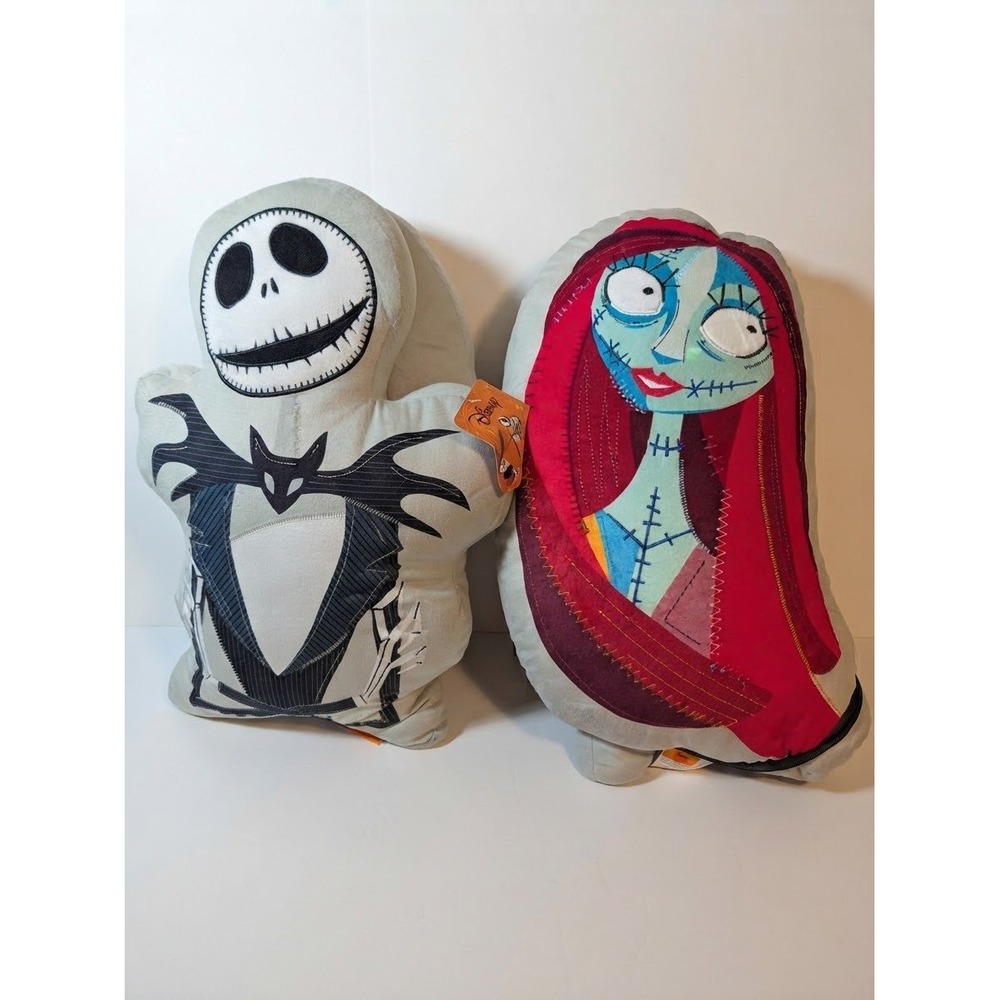 Disney Nightmare Before Christmas Jack Skellington Sally Plush Pillow Set NWT